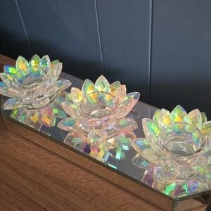 Sagebrook Iridescent Crystal Lotus Vanity Tray